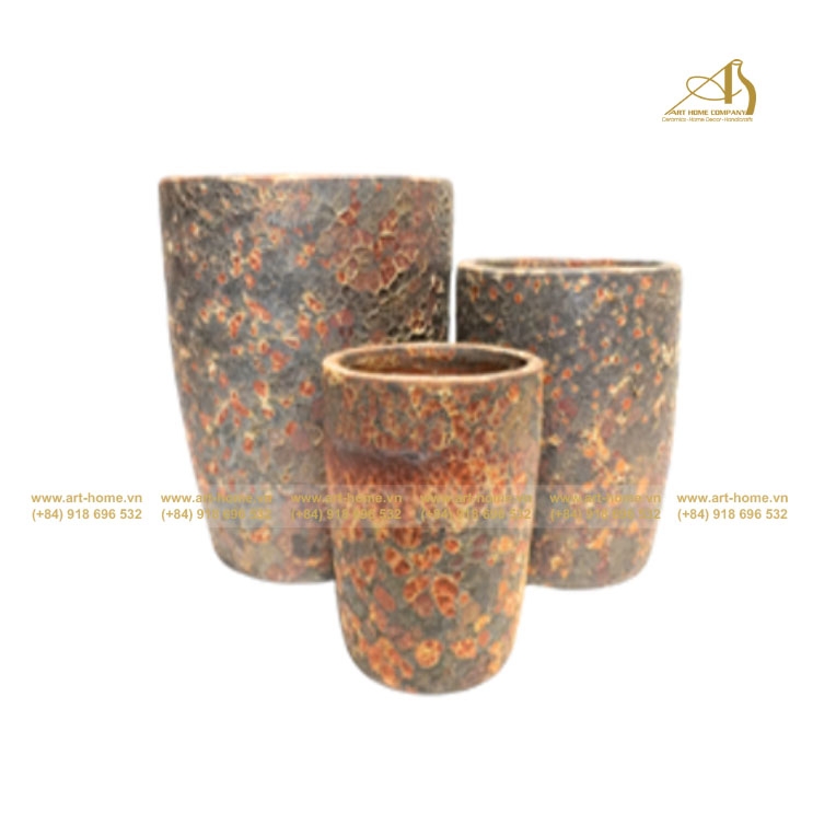 Chậu Gốm Atlantis dáng vót cao, màu rỉ sét có 3 size, Cắm Hoa, Trồng Cây, Trang Trí Nhà Cửa