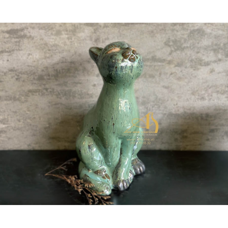 Tượng Mèo cổ cao, làm bằng gốm men, thích hợp trang trí, làm quà tặng biếu_SH018H35