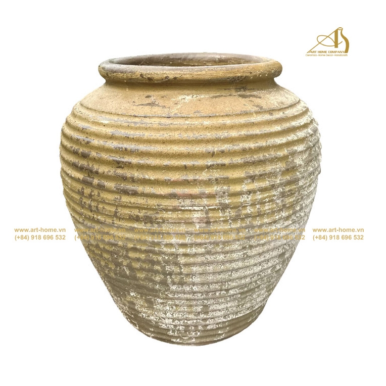Chậu Gốm New Atlantis Chỉ Tròn, Vàng Đẩt, Trồng Cây, làm thác nước, Trang Trí Sân Vườn
