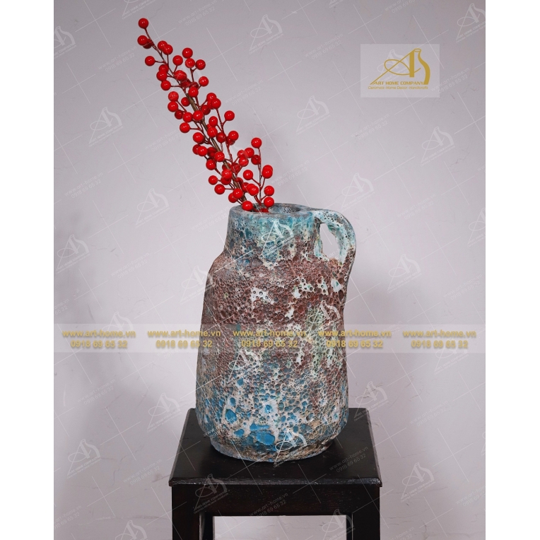 Bình hoa gốm Atlantis một quai, sôi xanh mix, dùng để cắm hoa khô, trang trí nhà cửa, làm quà tặng biếu, hàng xuất khẩu_AQ610H30TE