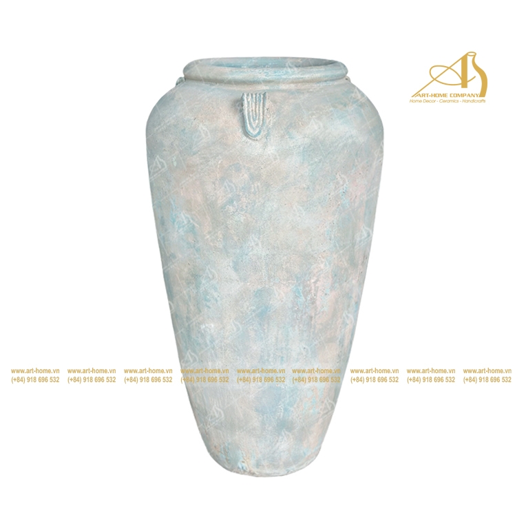 Bình Gốm Atlantis Rỉ Nâu, Có Quai, Size Lớn Nhất, Bề Mặt San Hô, Trồng Cây, Làm Thác Nước, Trang Trí Sân Vườn_AN213H120GR