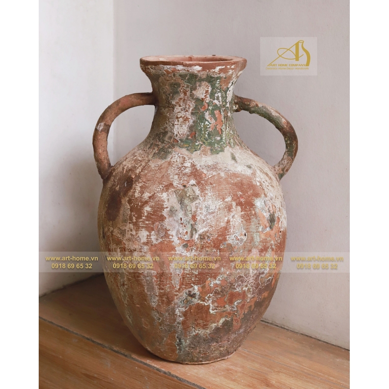  Bình Gốm Atlantis Nâu (Ruốc), Size Lớn Nhất, Có Quai, Bề Mặt San Hô, Cắm Hoa Khô, Trang Trí Nhà Cửa, Làm Quà Tặng Biếu_AN638H50BR