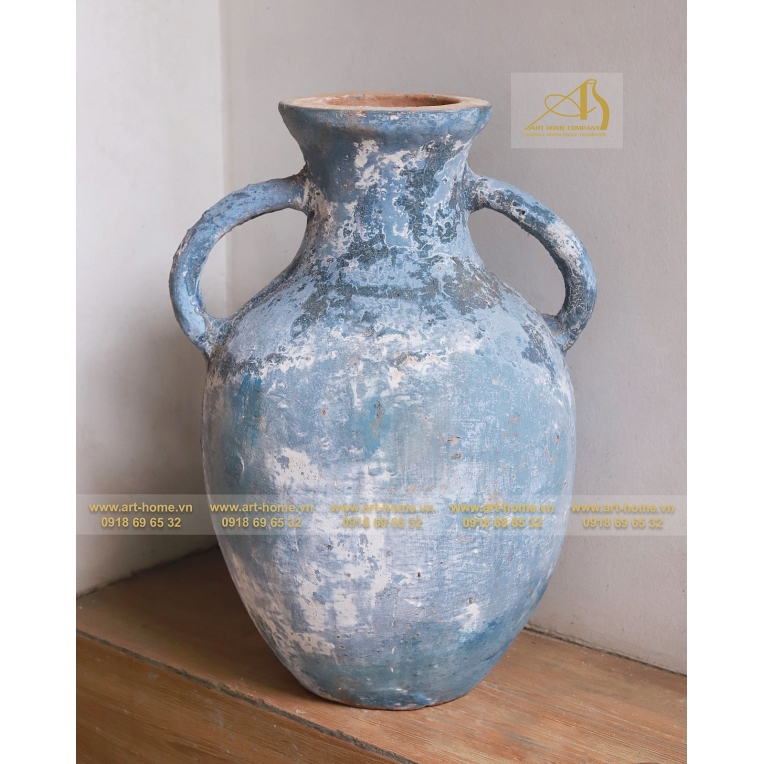 Bình Gốm Atlantis Rỉ Dương, Size Lớn Nhất, Có Quai, Bề Mặt San Hô, Cắm Hoa Khô, Trang Trí Nhà Cửa, Làm Quà Tặng Biếu_AN638H50BU