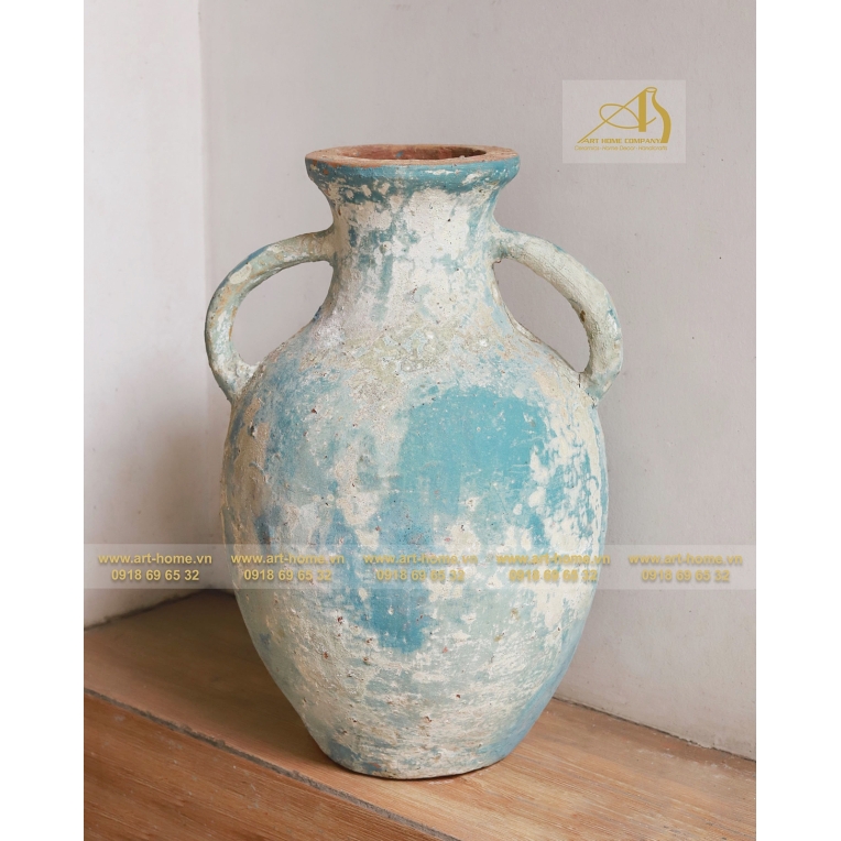 Bình Gốm Atlantis Rỉ Nâu, Size Lớn Nhất, Có Quai, Bề Mặt San Hô, Cắm Hoa Khô, Trang Trí Nhà Cửa, Làm Quà Tặng Biếu_AN638H50GR