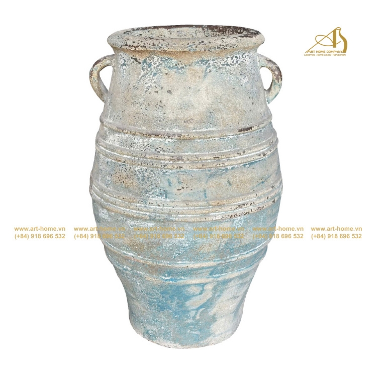 Chậu Gốm New Atlantis Gỉa Cổ Lãm, Hai Quai Chỉ, Trồng Cây, làm thác nước, Trang Trí Sân Vườn
