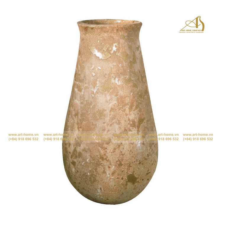 Bình Gốm New Atlantis, Dáng Hồ Lô Cao, Màu Nâu Đất Nhạt, Trồng Cây, Trang Trí Sân Vườn