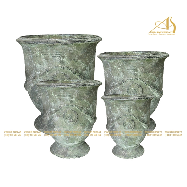 Bộ Chậu Gốm New Atlantis Giả Cổ Rêu, 2 Size, Không Quai, Trồng Cây, Làm Thác Nước, Trang Trí Sân Vườn_AT377H64MOA