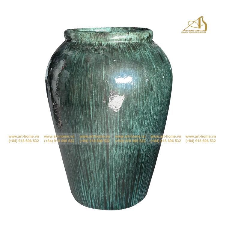Bình Gốm Men Xanh Rêu Không Quai, Size Lớn Nhất, Trồng Cây, Trang Trí Nhà Cửa, Sân Vườn_GL145H85MO