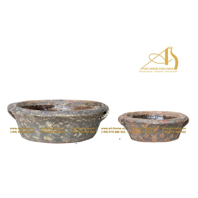 Tô Giả Cổ Sôi Rỉ Sét, 2 Size, Trồng Sen, Trang Trí Sân Vườn, Khách Sạn, Resort_AQ336H20RU