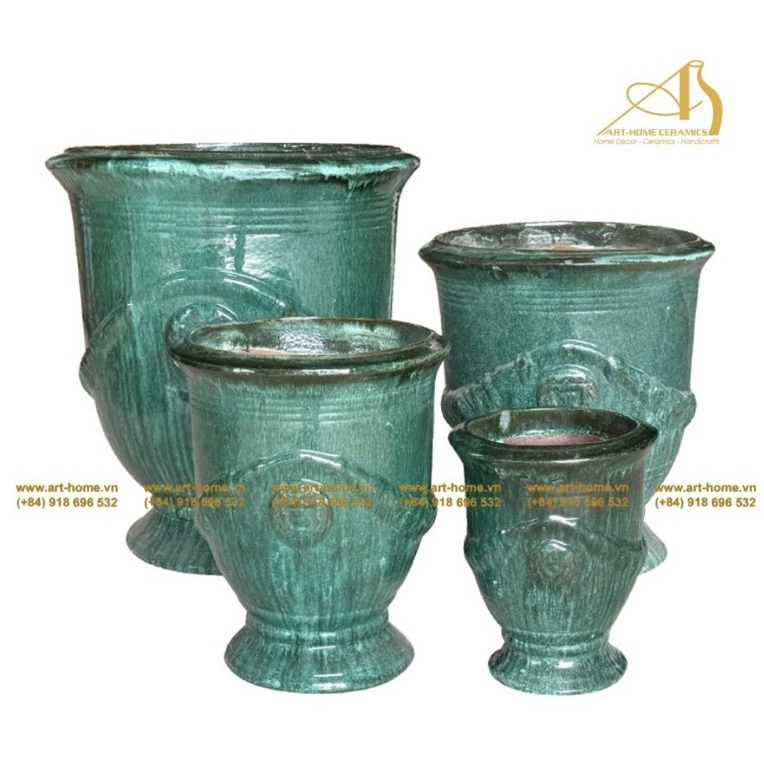 Bộ Chậu Gốm Men Xanh Rêu Dáng Cúp Không Quai, 4 Size, Trồng Cây, Trang Trí Nhà Cửa, Sân Vườn_GL377H73MO