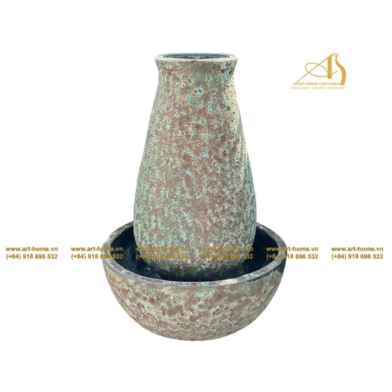  Thác Nước Gốm Art-Home, Dùng Trang Trí Sân Vườn, Làm Cảnh Quan, Làm Quà Tặng Biếu_AQ089H100GR