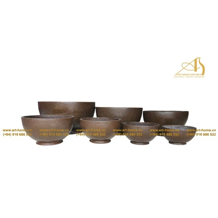 Chậu GRC Màu Rỉ Sắt Trơn, 7 Size, Bền Chắc, Phù Hợp Trồng Cây, Trang Trí Sân Vườn_GC024H61IR