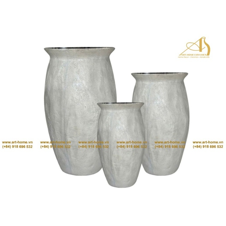 Chậu GRC Màu Xám Vẹt Màu Hồng (Có Kết Cấu Bề Mặt), 4 Size, Bền Chắc, Phù Hợp Trồng Cây, Trang Trí Sân Vườn_GC025H135GA-T