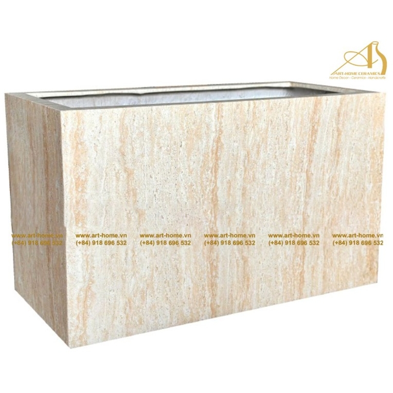 Chậu Poly Composite Màu Travertine Vàng, Trồng Cây, Trang Trí Văn Phòng, Cảnh Quan_PF374H30TR