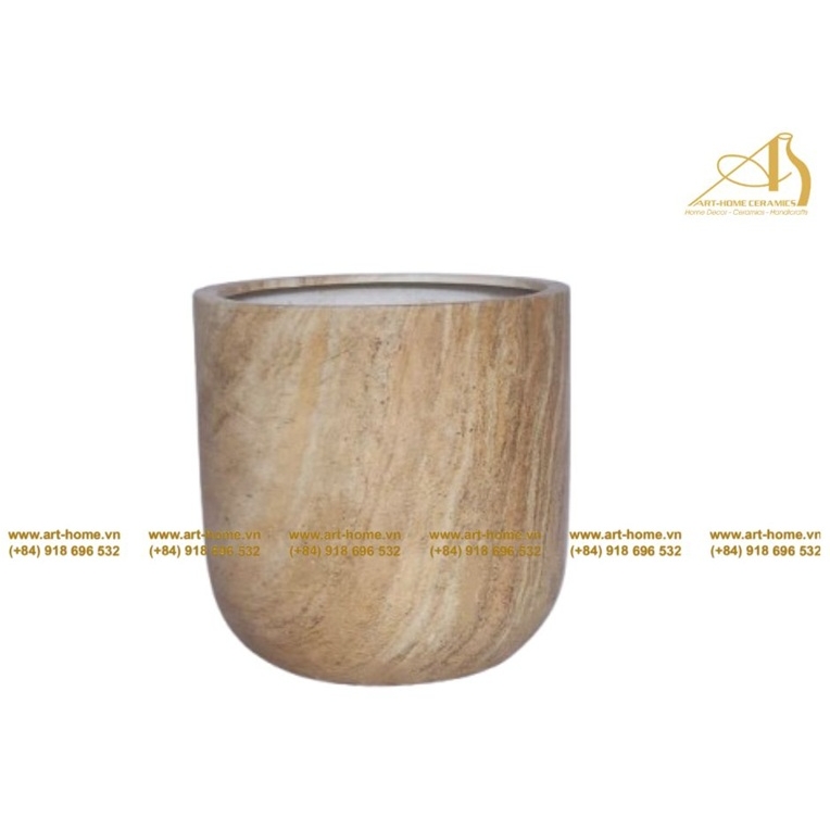 Chậu Poly Composite Màu Travertine Vàng Đậm, Trồng Cây, Trang Trí Văn Phòng, Cảnh Quan_PF395H33DYTR