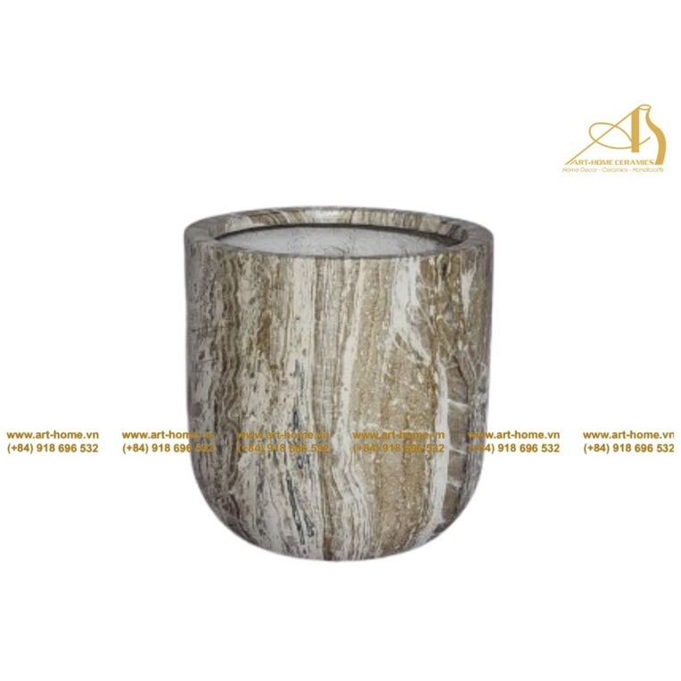 Chậu Poly Composite Màu Vân Đá Cẩm Thạch Xám, Size Lớn Nhất, Trồng Cây, Trang Trí Văn Phòng, Cảnh Quan_PF395H30MGG